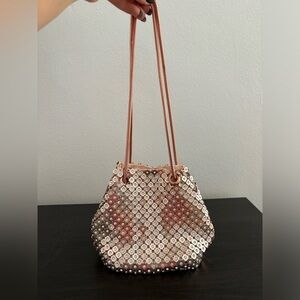 Metal Sequin and crystal Rose Gold evening shoulder/ hand Bag​​
